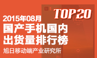2015年08月國產(chǎn)手機國內(nèi)出貨量排行榜