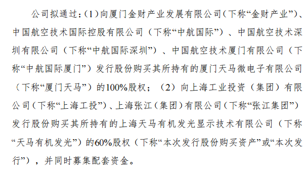 深天馬A擬107億并購兩家關聯(lián)公司