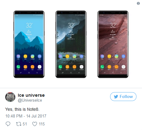 Galaxy Note 8最新諜照曝光:屏幕采用無邊框設(shè)計