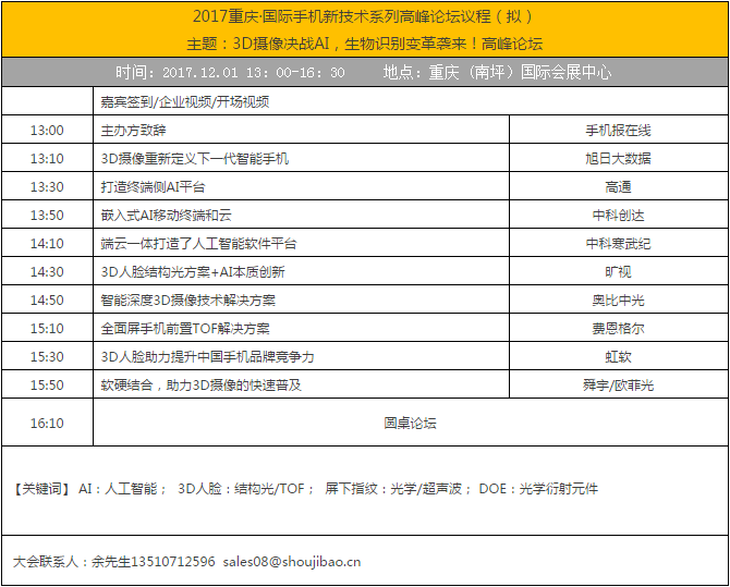 3D人臉/攝像手機產(chǎn)業(yè)鏈匯總(附企業(yè)名單)