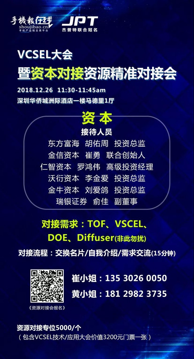 年終大戲:華為/OPPO/歐菲科技/奧比中光/顥天光電/資本等資源精準(zhǔn)對接會(huì)(杰普特聯(lián)合冠名)