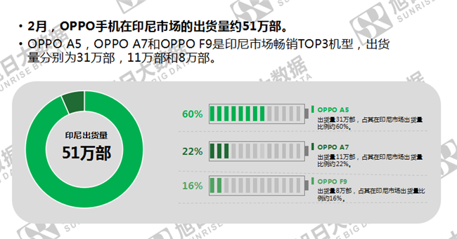 OPPO手機(jī)全球市場(chǎng)表現(xiàn)(2019年2月)