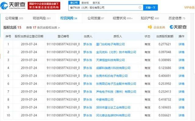羅永浩再次出質(zhì)錘子科技股權(quán) 今年第七次