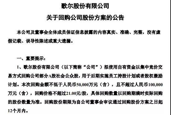 歌爾股份股價(jià)翻2.5倍的背后:回購股份被疑為配合大股東減持套現(xiàn)