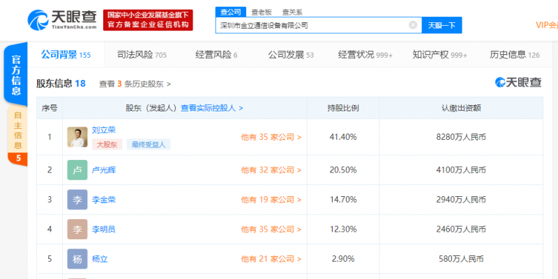 金立新增被執(zhí)行人信息，執(zhí)行標的超1.8億